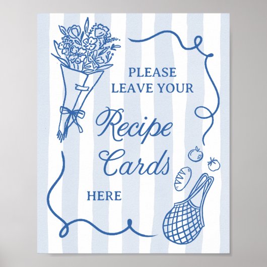 Off The Market Hand Drawn Bridal Shower Recipe Poster (Vorne)