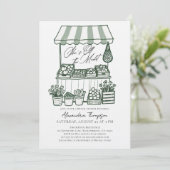 Off the Market Stand Calligraphy Bridal Shower Einladung (Stehend Vorderseite)