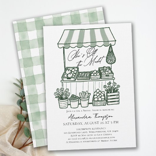 Off the Market Stand Calligraphy Bridal Shower Einladung