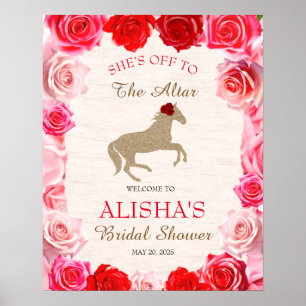 Off to Altar Rote Rosen Brautparty Sign Poster