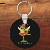 Off To Break Hearts Funny Frog Valentines Women Gi Schlüsselanhänger (Vorderseite)