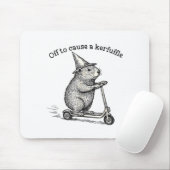 Off To Cause A Kerfuffle Capybara Scooter Chaos Fu Mousepad (Mit Mouse)