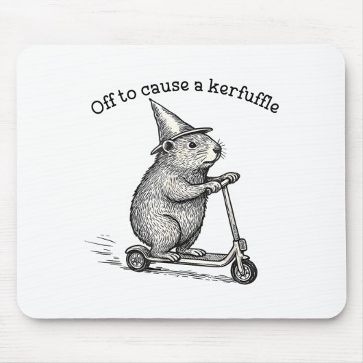 Off To Cause A Kerfuffle Capybara Scooter Chaos Fu Mousepad (Vorne)