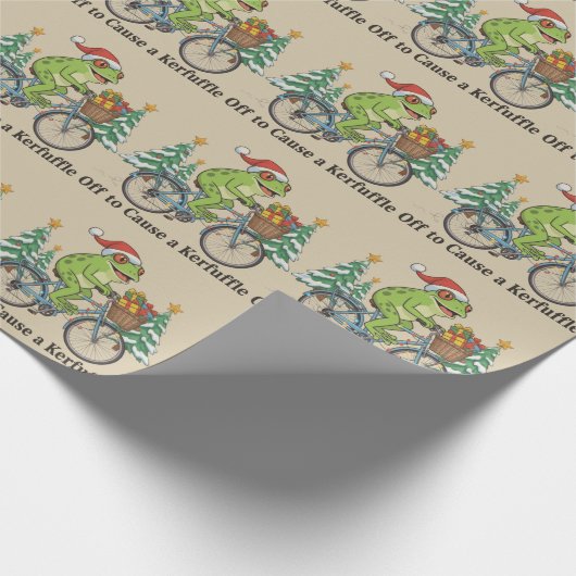 Off To Cause A Kerfuffle Frog Christmas Funny Meme Geschenkpapier (Ecke)