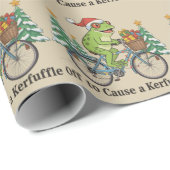Off To Cause A Kerfuffle Frog Christmas Funny Meme Geschenkpapier (Rolleneckpunkt)
