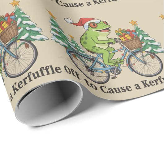 Off To Cause A Kerfuffle Frog Christmas Funny Meme Geschenkpapier (Rolleneckpunkt)