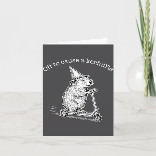 Off To Cause A Kerfuffle Funny Capybara Scooter Ch Karte (Vorderseite)