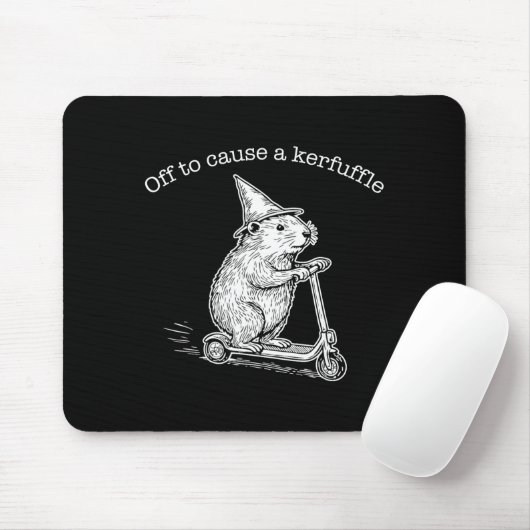 Off To Cause A Kerfuffle Funny Capybara Scooter Ch Mousepad (Mit Mouse)