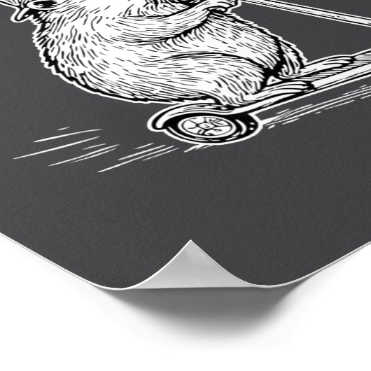 Off To Cause A Kerfuffle Funny Capybara Scooter Ch Poster (Ecke)