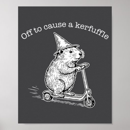 Off To Cause A Kerfuffle Funny Capybara Scooter Ch Poster (Vorne)