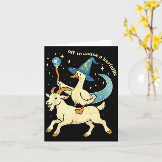 Off To Cause A Kerfuffle Funny Chaotic Weird Anima Karte (Gelbe Blume)