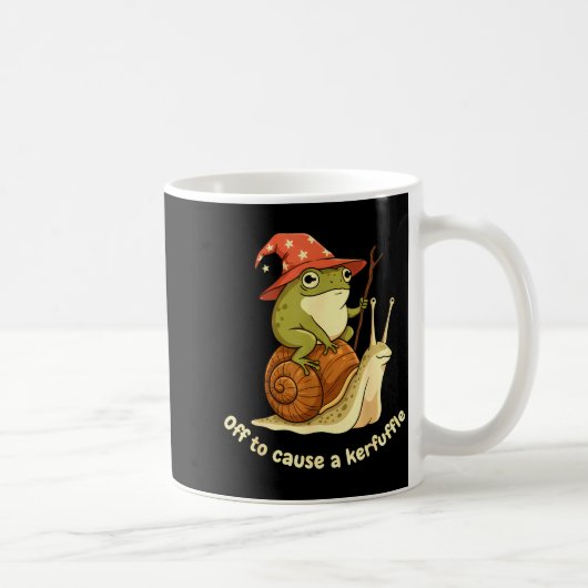 Off To Cause A Kerfuffle Funny Cowboy Frog Meme Kaffeetasse (Rechts)