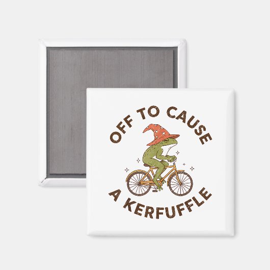 Off To Cause A Kerfuffle Funny Cowboy Frog Meme Magnet (Vorderseite/Rückseite)