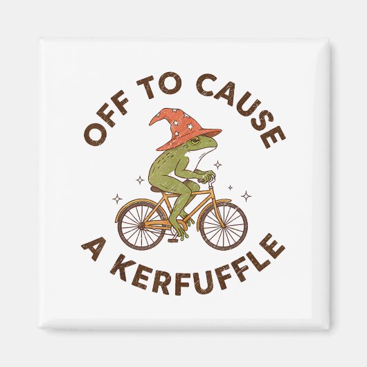 Off To Cause A Kerfuffle Funny Cowboy Frog Meme Magnet (Vorne)