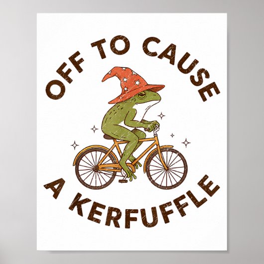 Off To Cause A Kerfuffle Funny Cowboy Frog Meme Poster (Vorne)