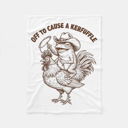 Off To Cause A Kerfuffle Funny Cowboy Frog Riding  Fleecedecke (Vorderseite)