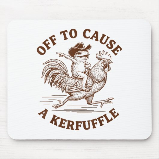 Off To Cause A Kerfuffle Funny Cowboy Frog Riding Mousepad (Vorne)