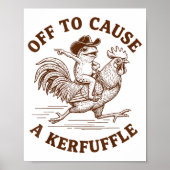 Off To Cause A Kerfuffle Funny Cowboy Frog Riding Poster (Vorne)