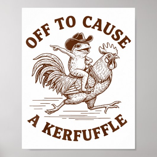 Off To Cause A Kerfuffle Funny Cowboy Frog Riding Poster (Vorne)