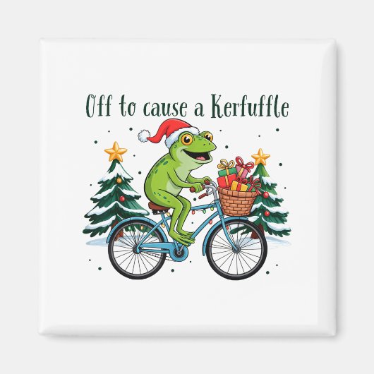 Off To Cause A Kerfuffle Funny Frog Santa Christma Magnet (Vorne)