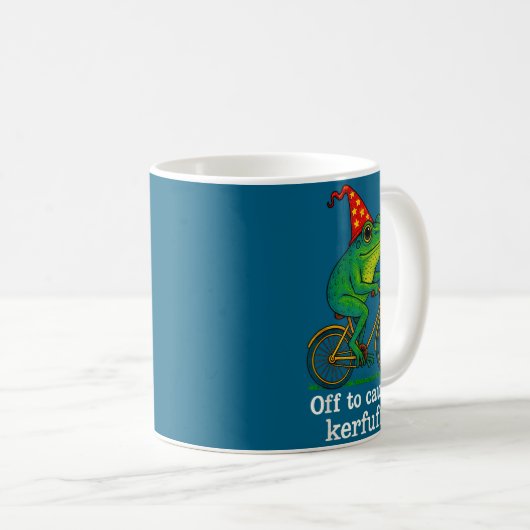 Off To Cause A Kerfuffle Funny Frog Wizard Bicycle Kaffeetasse (VorderseiteRechts)