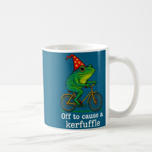 Off To Cause A Kerfuffle Funny Frog Wizard Bicycle Kaffeetasse (Rechts)