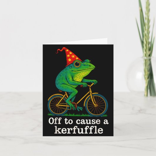 Off To Cause A Kerfuffle Funny Frog Wizard Bicycle Karte (Vorderseite)