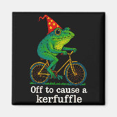 Off To Cause A Kerfuffle Funny Frog Wizard Bicycle Magnet (Vorne)
