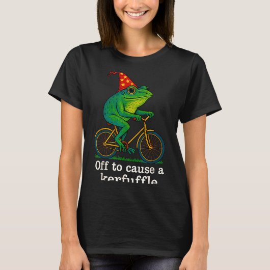Off To Cause A Kerfuffle Funny Frog Wizard Bicycle T-Shirt (Vorderseite)