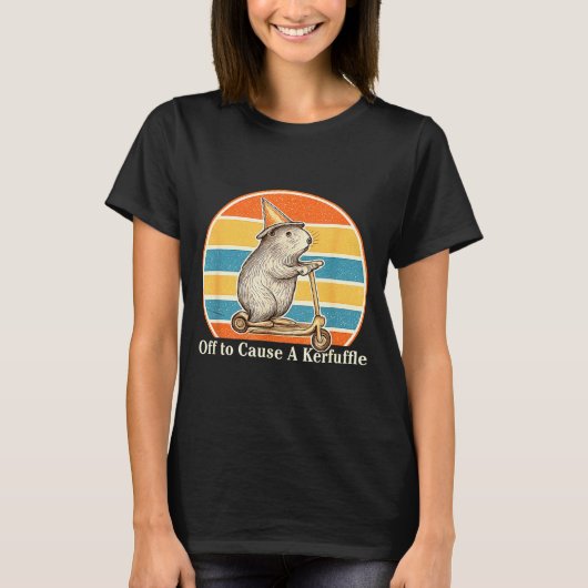 Off To Cause A Kerfuffle Funny Groundhog Scooter C T-Shirt (Vorderseite)