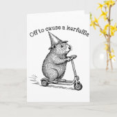 Off To Cause A Kerfuffle, Funny Groundhog Scooter  Karte (Gelbe Blume)
