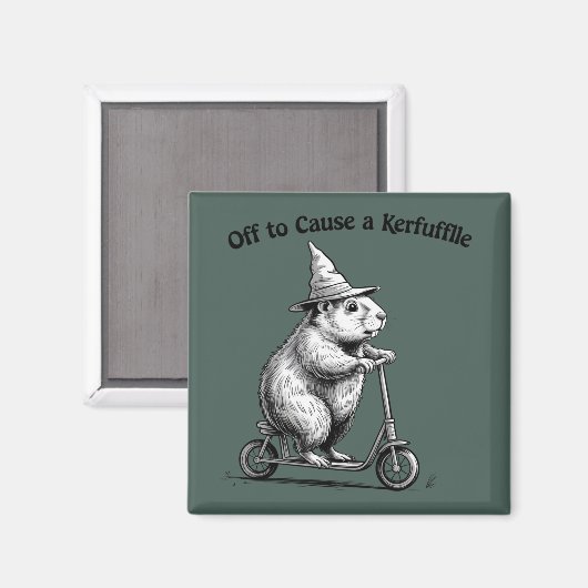 Off To Cause A Kerfuffle Funny Groundhog Scooter  Magnet (Vorderseite/Rückseite)