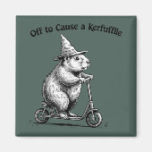 Off To Cause A Kerfuffle Funny Groundhog Scooter  Magnet (Vorne)