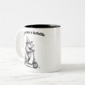 Off To Cause A Kerfuffle Funny Groundhog Scooter  Zweifarbige Tasse (Vorderseite Links)