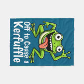 Off To Cause A Kerfuffle Funny Meme Frog Mischief  Fleecedecke (Vorderseite (Horizontal))