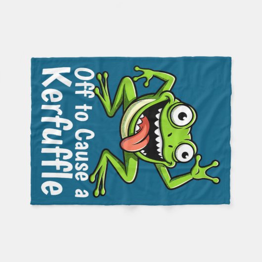 Off To Cause A Kerfuffle Funny Meme Frog Mischief  Fleecedecke (Vorderseite (Horizontal))