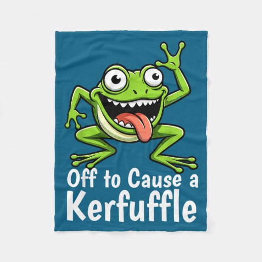 Off To Cause A Kerfuffle Funny Meme Frog Mischief  Fleecedecke (Vorderseite)