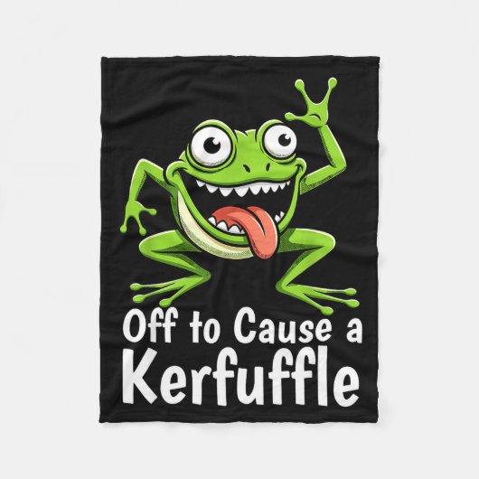 Off To Cause A Kerfuffle Funny Meme Frog Mischief Fleecedecke (Vorderseite)