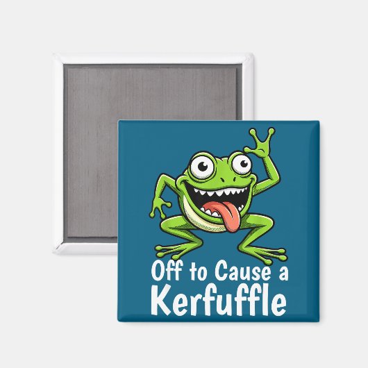 Off To Cause A Kerfuffle Funny Meme Frog Mischief  Magnet (Vorderseite/Rückseite)