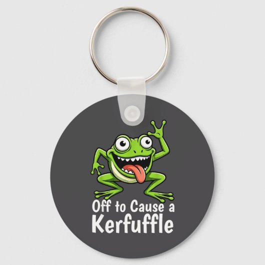 Off To Cause A Kerfuffle Funny Meme Frog Mischief  Schlüsselanhänger (Vorderseite)