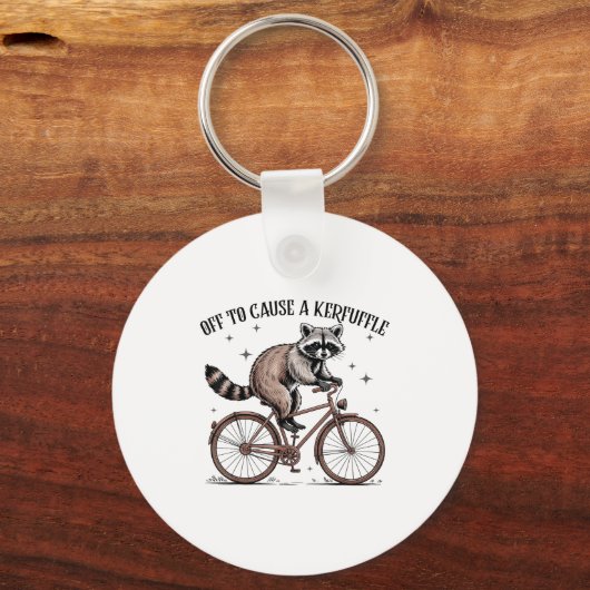 Off To Cause A Kerfuffle Funny Raccoon Meme Men Wo Schlüsselanhänger (Vorderseite)