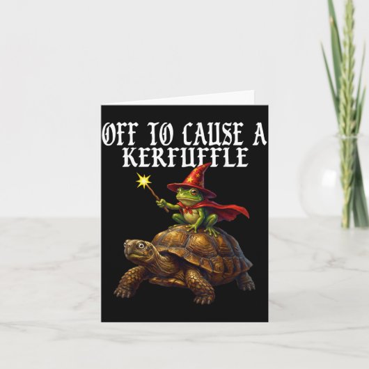 Off To Cause A Kerfuffle Funny Whimsical Frog Wiza Karte (Vorderseite)