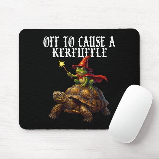 Off To Cause A Kerfuffle Funny Whimsical Frog Wiza Mousepad (Mit Mouse)