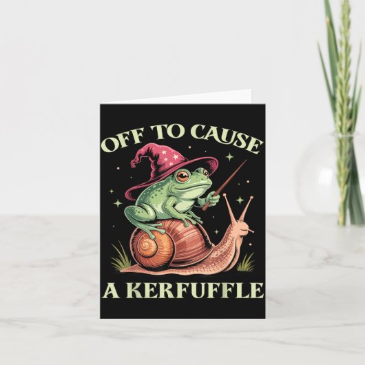 Off To Cause A Kerfuffle Whimsical Wizard Frog Mem Karte (Vorderseite)