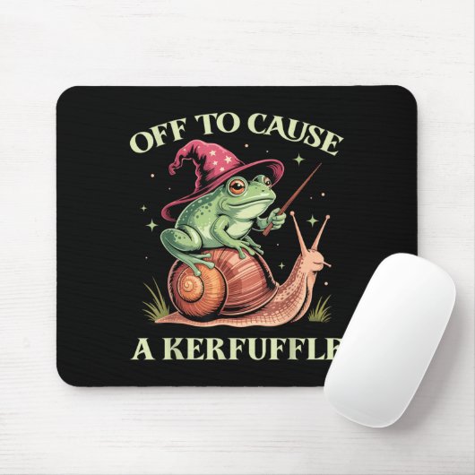 Off To Cause A Kerfuffle Whimsical Wizard Frog Mem Mousepad (Mit Mouse)