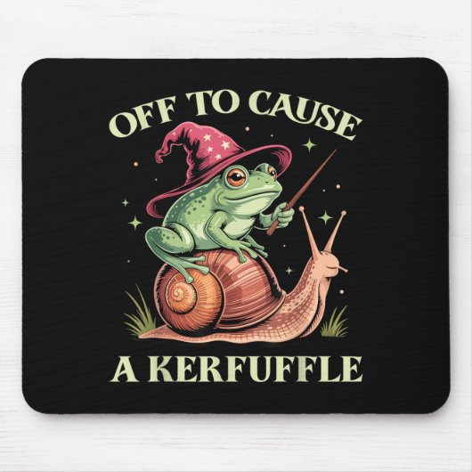 Off To Cause A Kerfuffle Whimsical Wizard Frog Mem Mousepad (Vorne)