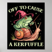 Off To Cause A Kerfuffle Whimsical Wizard Frog Mem Poster (Vorne)