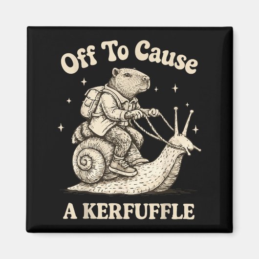 Off to cause a kerfuffle wizard whimsical capybara magnet (Vorne)