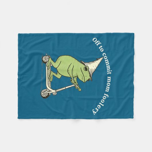 Off To Commit Mom Foolery Funny Frog Meme  Fleecedecke (Vorderseite (Horizontal))