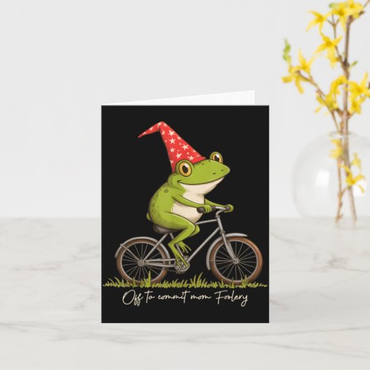 Off To Commit Mom Foolery Funny Frog Meme  Karte (Gelbe Blume)